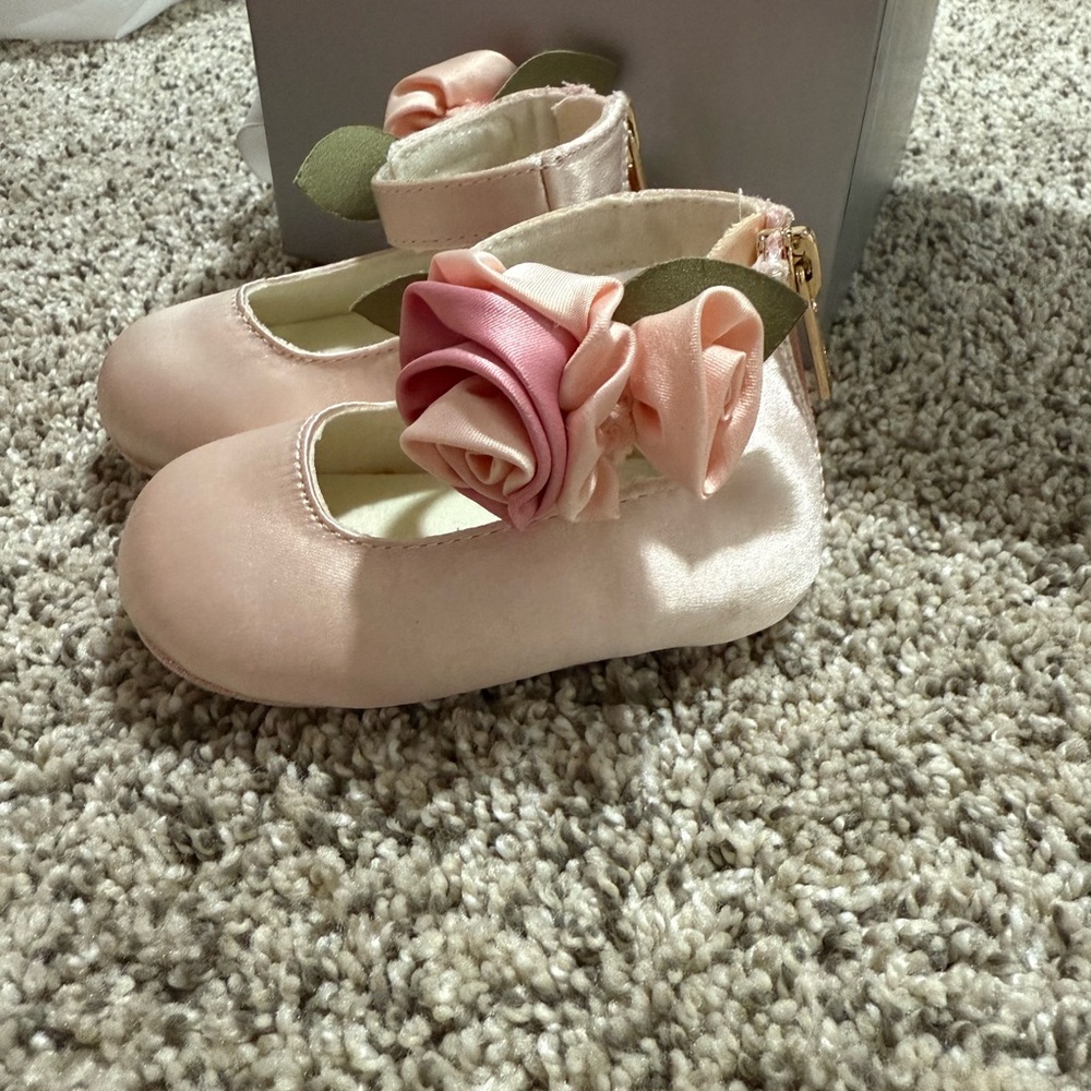 Stuart Weitzman Pink Floral Kids Dress Shoes